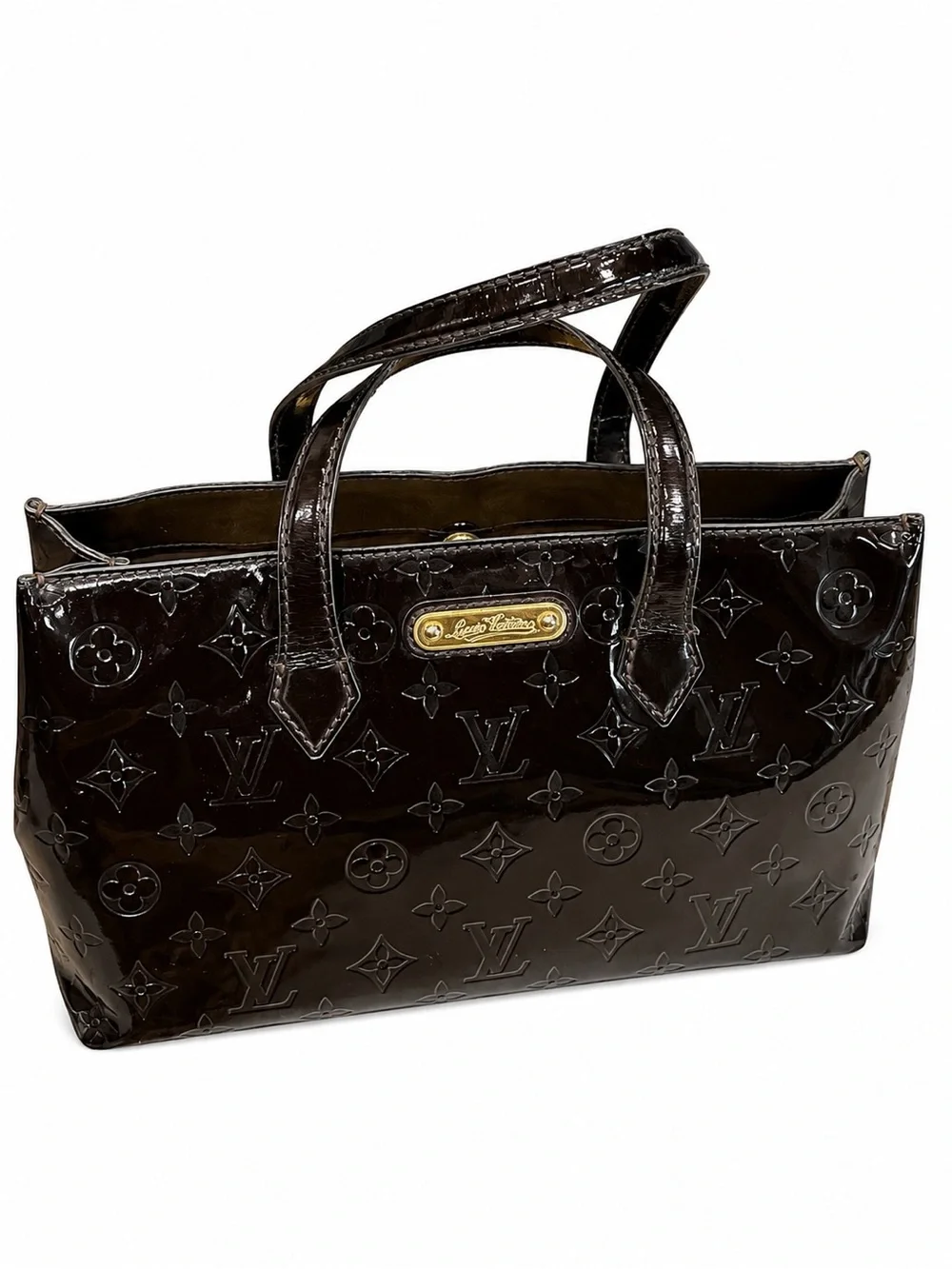Louis Vuitton Vernis Wilshire Monogram PM Purse Shoulder Bag Amarante Top Handle